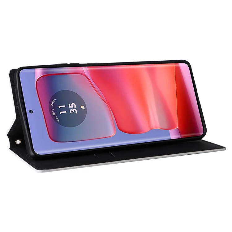 Für Motorola Edge 50s Pro 5G / Edge 50 Pro 5G / Edge 50 5G Brieftaschencase mit magnetischem Verschluss, Rhombus-Ledertelefonhülle - Silber