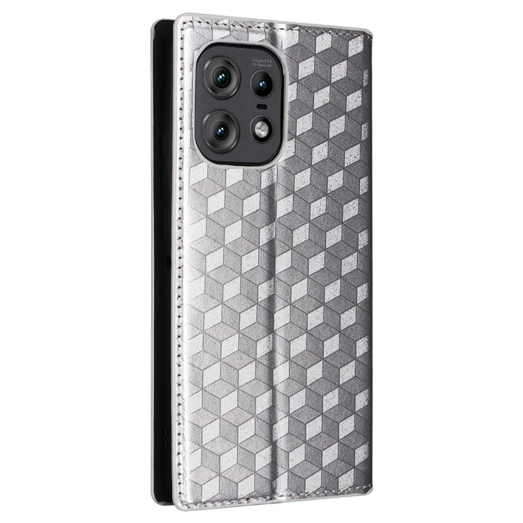 Für Motorola Edge 50s Pro 5G / Edge 50 Pro 5G / Edge 50 5G Brieftaschencase mit magnetischem Verschluss, Rhombus-Ledertelefonhülle - Silber