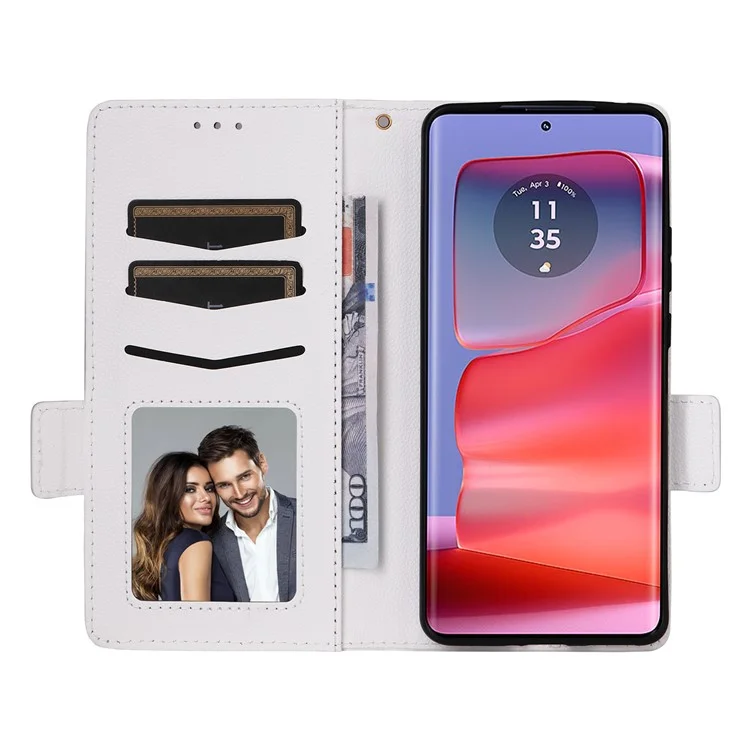 Für Motorola Edge 50s Pro 5G / Edge 50 Pro 5G / Edge 50 5G Hülle Litchi-Texture-Leder-Schutzhülle - Weiß