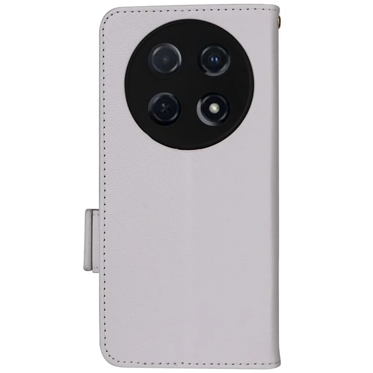 For Huawei nova 13i 4G / nova 12i 4G / Enjoy 70 Pro Case with Wrist Strap Litchi Texture PU Leather Wallet Phone Cover - White