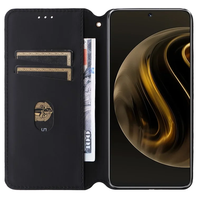 Для Huawei nova 12i 4G / Enjoy 70 Pro Чехол Ромбовидный тиснёный чехол из искусственной кожи с магнитным замком - Серебристый