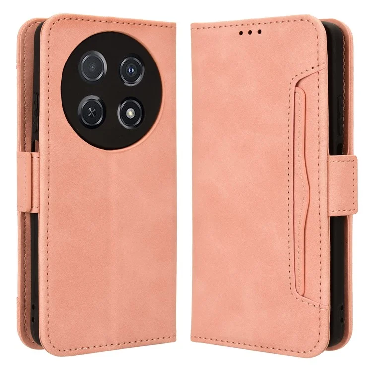 Para Huawei nova 12i 4G / Enjoy 70 Pro Case Capa de Couro PU com Função de Suporte Múltiplos Slots para Cartões - Rosa