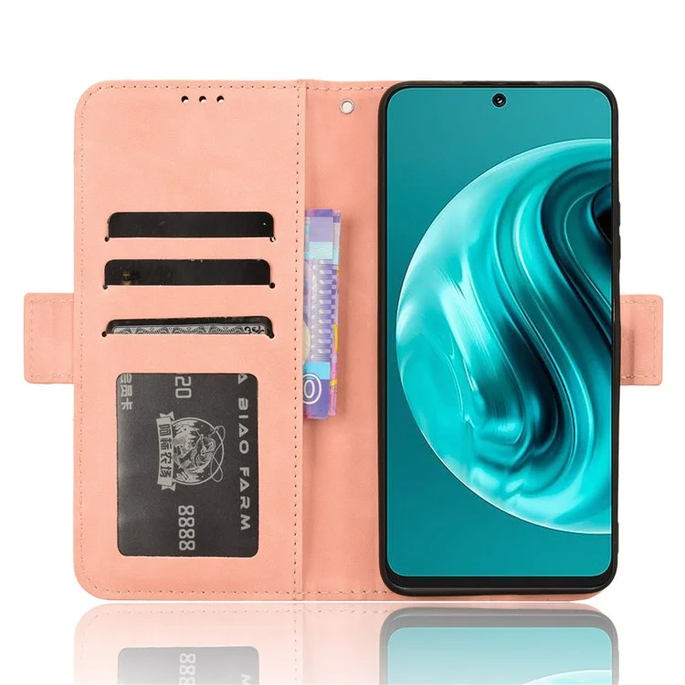 Para Huawei nova 12i 4G / Enjoy 70 Pro Case Capa de Couro PU com Função de Suporte Múltiplos Slots para Cartões - Rosa