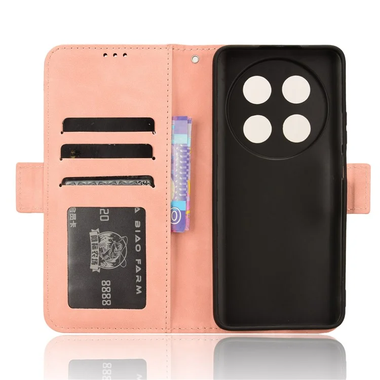 Para Huawei nova 12i 4G / Enjoy 70 Pro Case Capa de Couro PU com Função de Suporte Múltiplos Slots para Cartões - Rosa