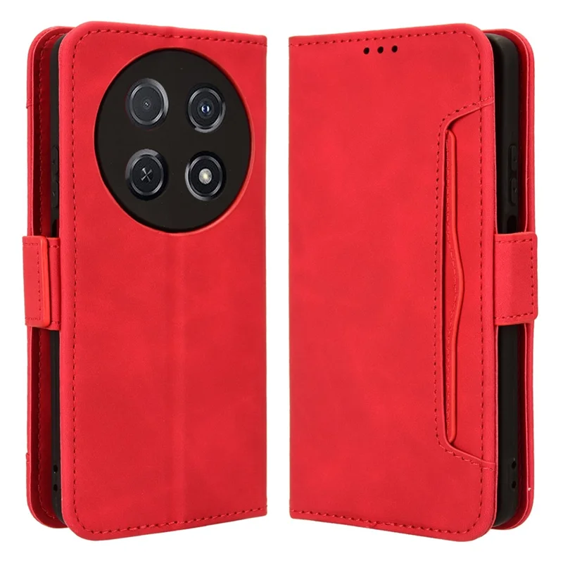 For Huawei nova 13i 4G / nova 12i 4G / Enjoy 70 Pro Case PU Leather Stand Function Multiple Card Slots Phone Cover - Red