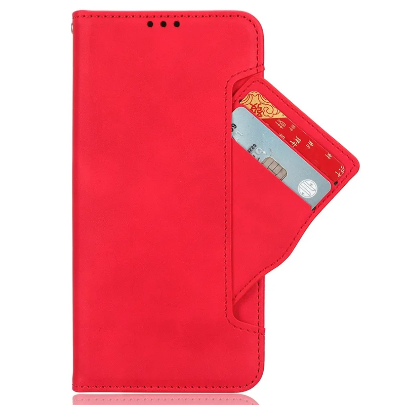 For Huawei nova 13i 4G / nova 12i 4G / Enjoy 70 Pro Case PU Leather Stand Function Multiple Card Slots Phone Cover - Red