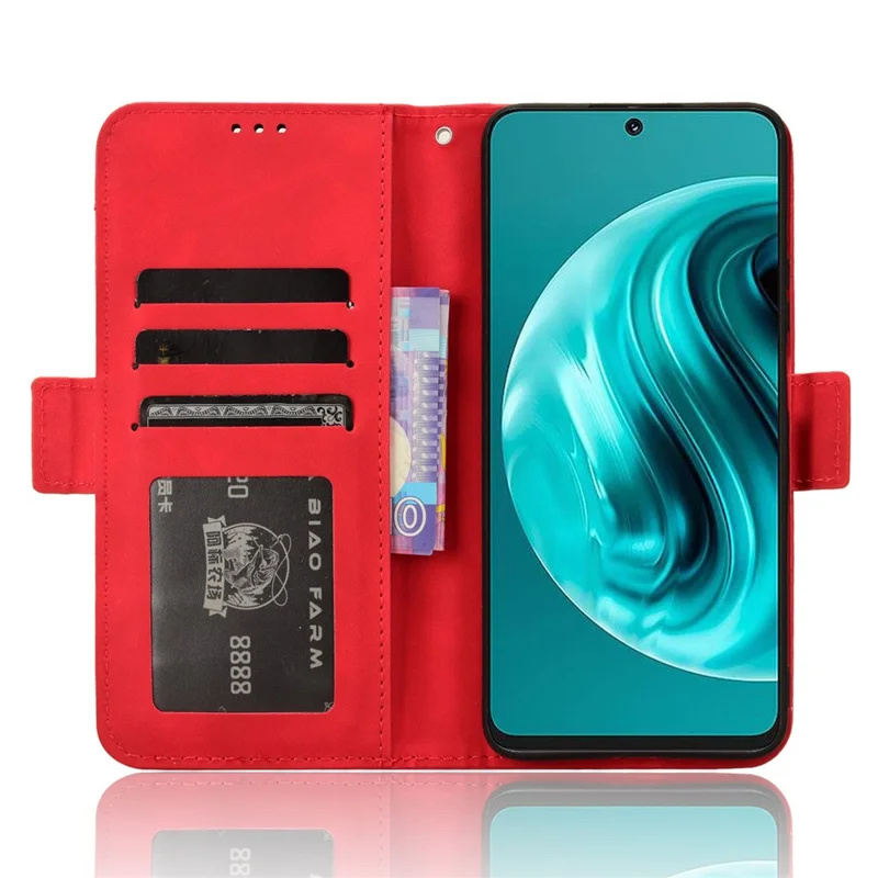 For Huawei nova 13i 4G / nova 12i 4G / Enjoy 70 Pro Case PU Leather Stand Function Multiple Card Slots Phone Cover - Red