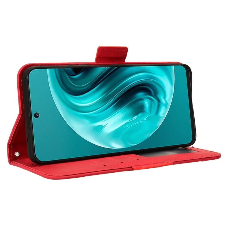 For Huawei nova 13i 4G / nova 12i 4G / Enjoy 70 Pro Case PU Leather Stand Function Multiple Card Slots Phone Cover - Red