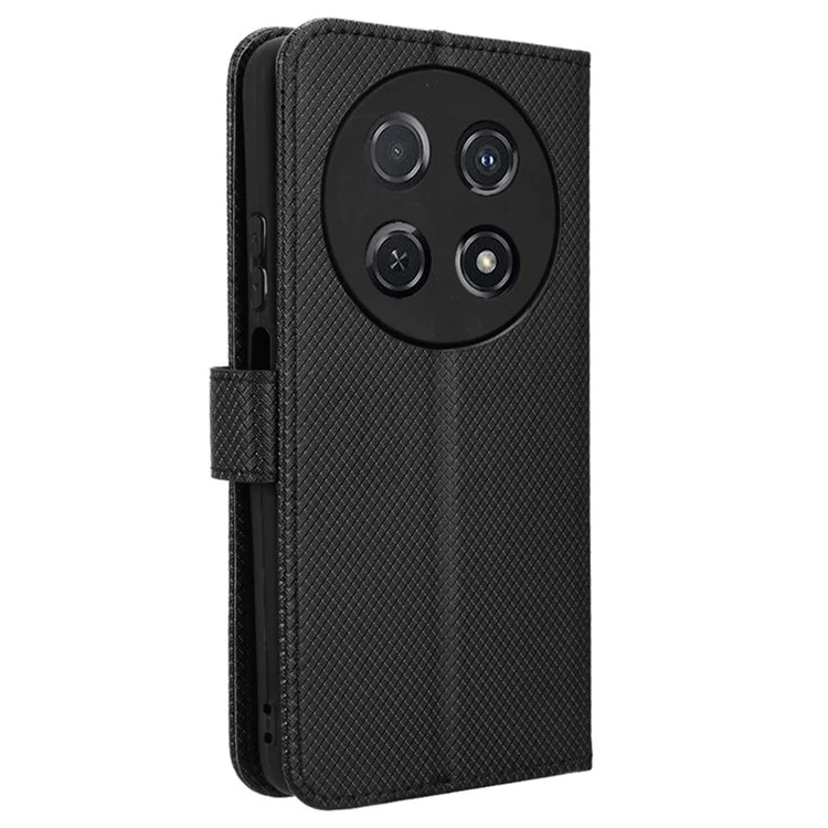 For Huawei nova 13i 4G / nova 12i 4G / Enjoy 70 Pro Leather Case Diamond Texture Flip Stand Phone Cover - Black