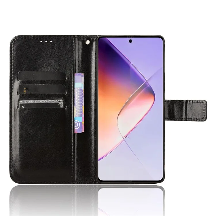 Para Infinix Note 40 / X6853 Capa de Couro PU Crazy Horse Texture Wallet Phone Stand Cover - Preto