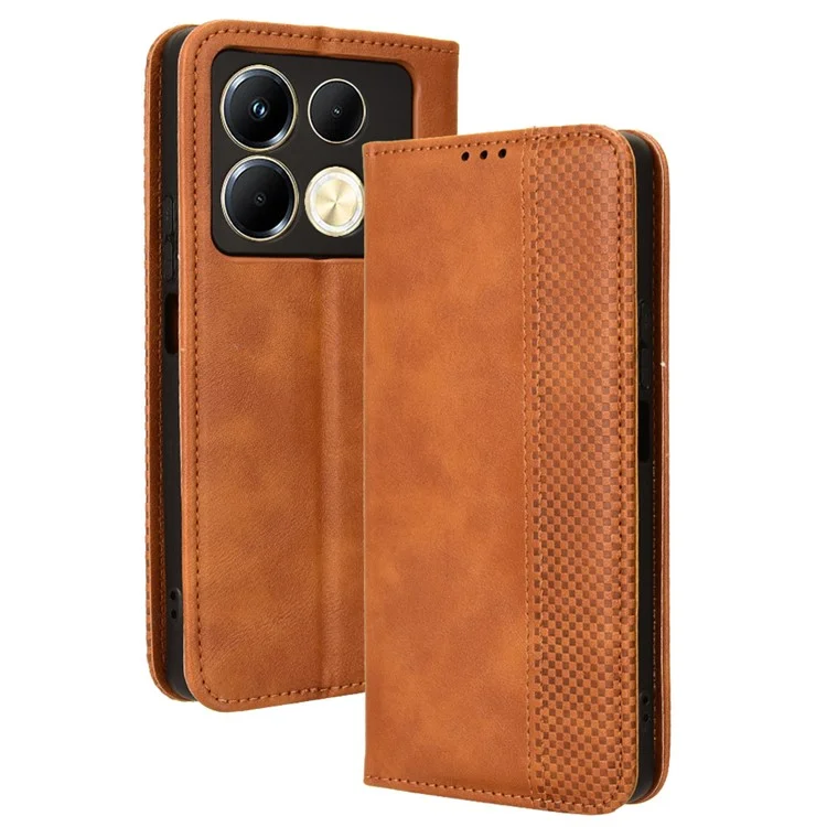 For Infinix Note 40 X6853 Leather Case Magnetic Closing Wallet Phone Cover - Brown