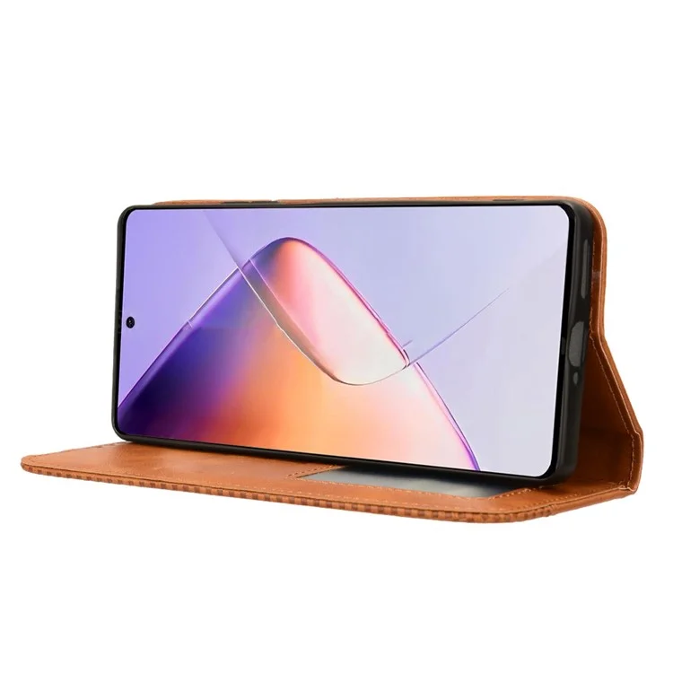 For Infinix Note 40 X6853 Leather Case Magnetic Closing Wallet Phone Cover - Brown