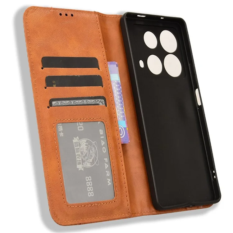 For Infinix Note 40 X6853 Leather Case Magnetic Closing Wallet Phone Cover - Brown