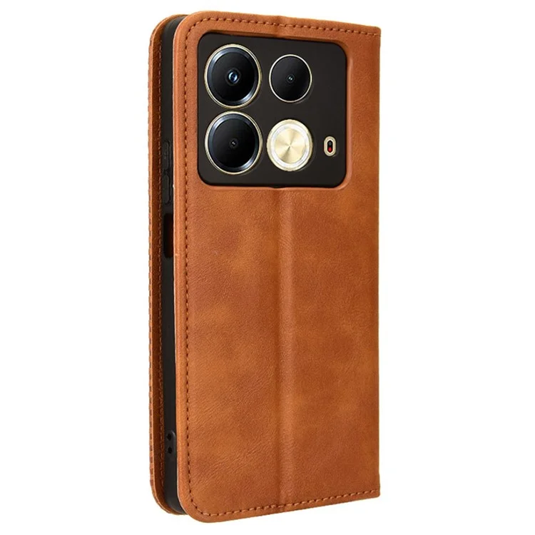 For Infinix Note 40 X6853 Leather Case Magnetic Closing Wallet Phone Cover - Brown