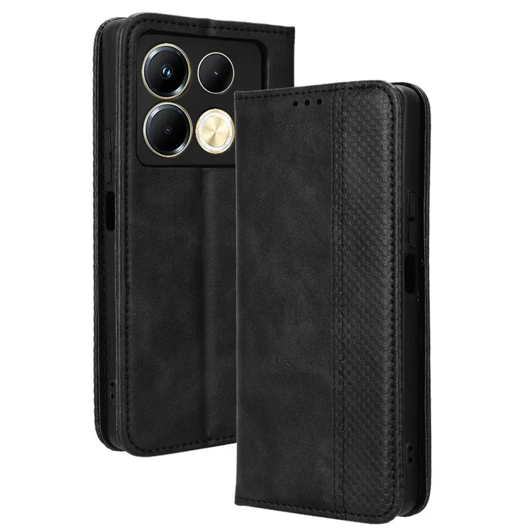 For Infinix Note 40 X6853 Leather Case Magnetic Closing Wallet Phone Cover - Black
