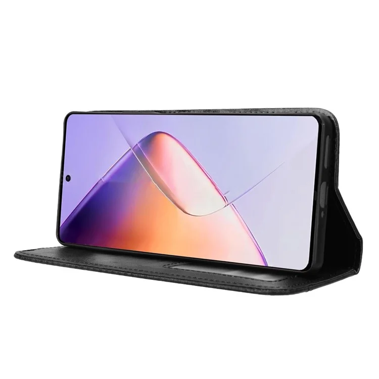 For Infinix Note 40 X6853 Leather Case Magnetic Closing Wallet Phone Cover - Black