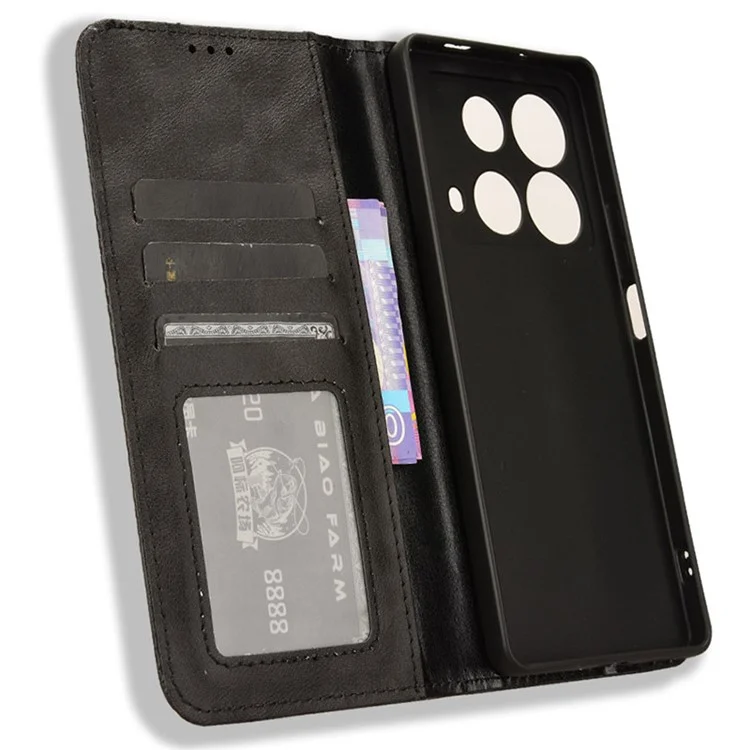 For Infinix Note 40 X6853 Leather Case Magnetic Closing Wallet Phone Cover - Black