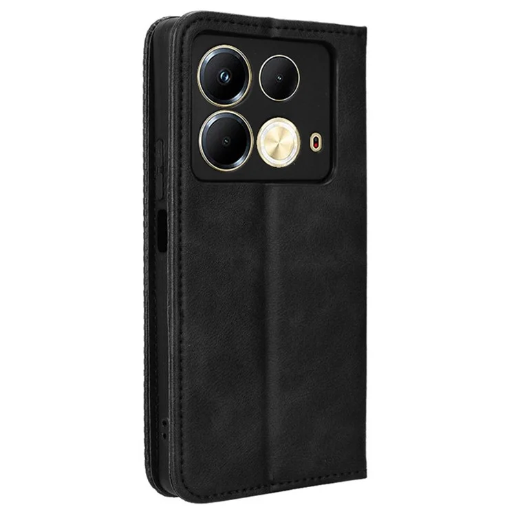 For Infinix Note 40 X6853 Leather Case Magnetic Closing Wallet Phone Cover - Black