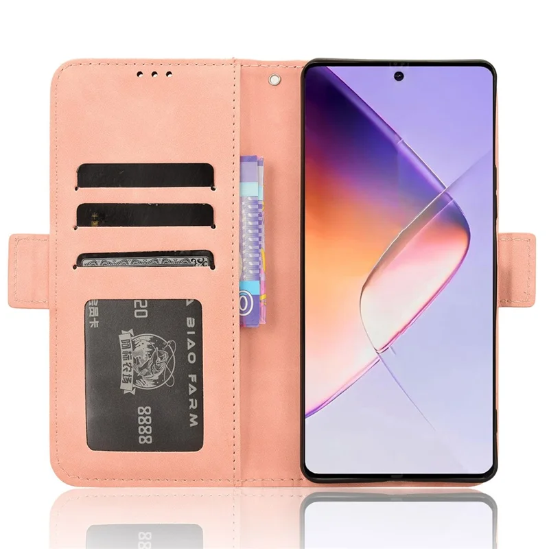 For Infinix Note 40 X6853 Case Shock-Absorbent Leather Phone Shell with Multiple Card Slots - Pink