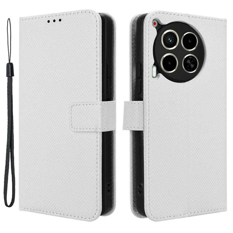 For TECNO Camon 30 4G CL6 / Camon 30 5G CL7 Case PU Leather Diamond Texture Phone Wallet Cover - White