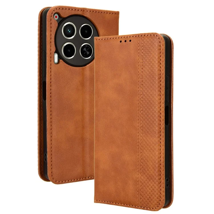 Pour TECNO Camon 30 4G CL6 / 5G CL7 Étui Portefeuille en Cuir PU Flip Phone Stand Cover - Marron