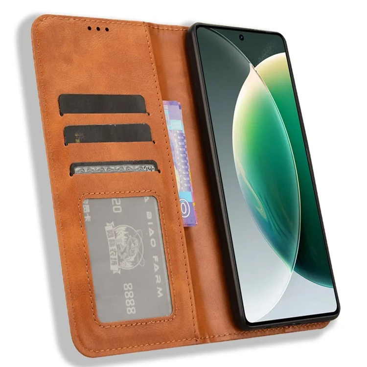 Pour TECNO Camon 30 4G CL6 / 5G CL7 Étui Portefeuille en Cuir PU Flip Phone Stand Cover - Marron