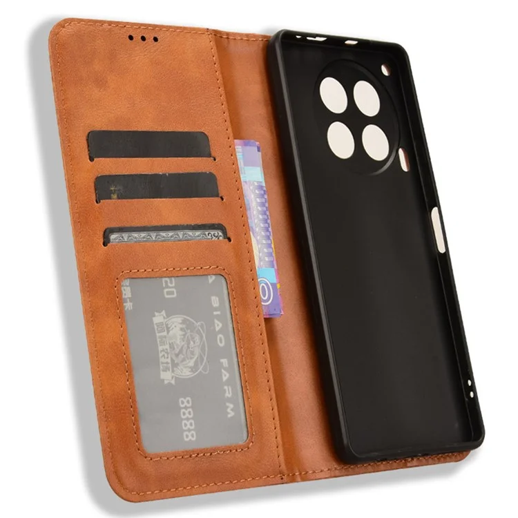 Pour TECNO Camon 30 4G CL6 / 5G CL7 Étui Portefeuille en Cuir PU Flip Phone Stand Cover - Marron