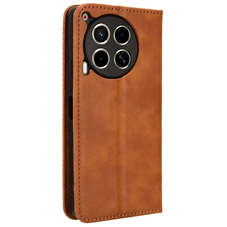 Pour TECNO Camon 30 4G CL6 / 5G CL7 Étui Portefeuille en Cuir PU Flip Phone Stand Cover - Marron