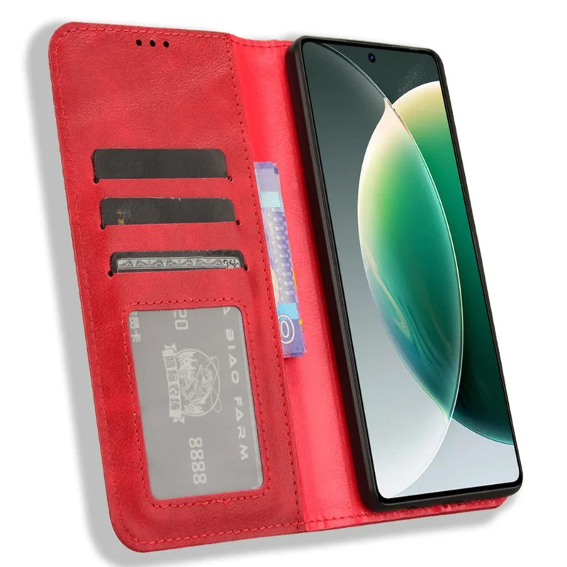 For TECNO Camon 30 4G CL6 / 5G CL7 Case Wallet PU Leather Flip Phone Stand Cover - Red
