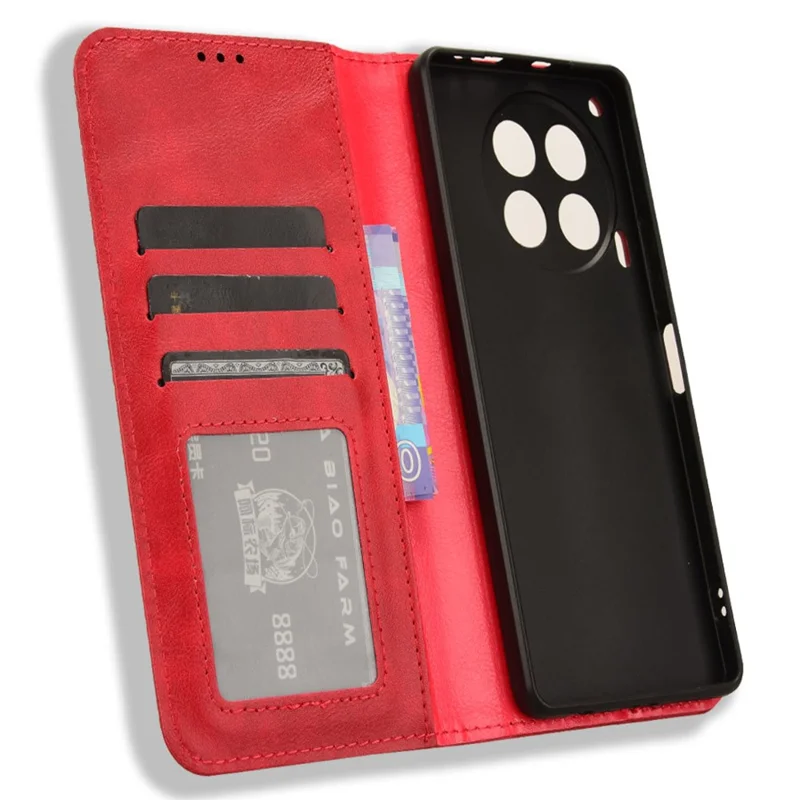 For TECNO Camon 30 4G CL6 / 5G CL7 Case Wallet PU Leather Flip Phone Stand Cover - Red