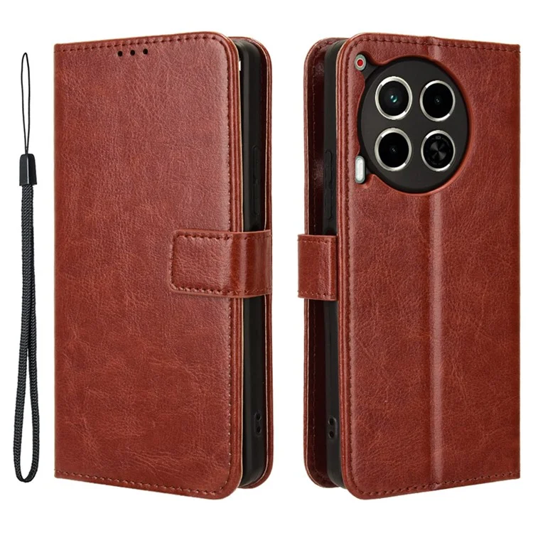 Para TECNO Camon 30 4G / Camon 30 5G CL6 / CL7 Funda de Teléfono Textura Crazy Horse Cuero Billetera Cubierta - Marrón