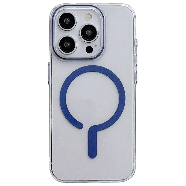 For iPhone 14 Pro Max Case TPU+PC Defender Magnetic Clear Phone Cover - Sapphire