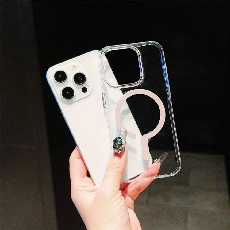 For iPhone 14 Pro Max Case TPU+PC Defender Magnetic Clear Phone Cover - Sapphire