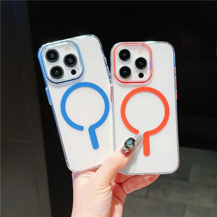 For iPhone 14 Pro Max Case TPU+PC Defender Magnetic Clear Phone Cover - Sapphire