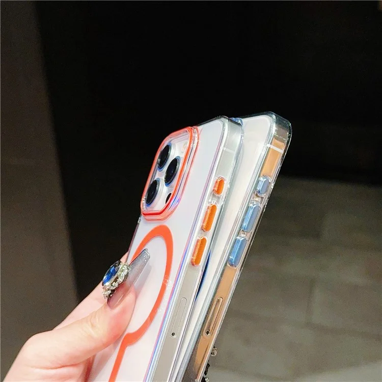 For iPhone 14 Pro Max Case TPU+PC Defender Magnetic Clear Phone Cover - Sapphire