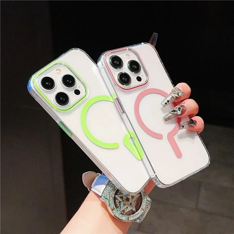 For iPhone 14 Pro Max Case TPU+PC Defender Magnetic Clear Phone Cover - Sapphire