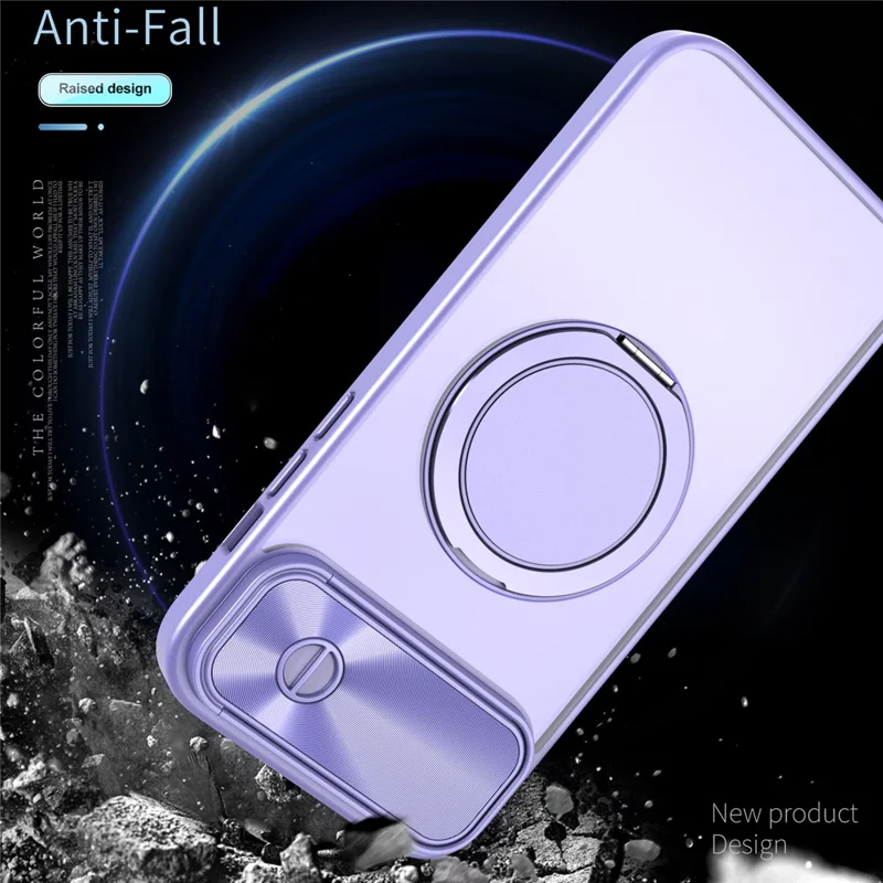 Für Iphone 13 / 14 Fall Kompatibel Mit Magsafe Kickstand Hard PC -telefonabdeckung Mit Schiebelobjektivschutz - Helles Lila