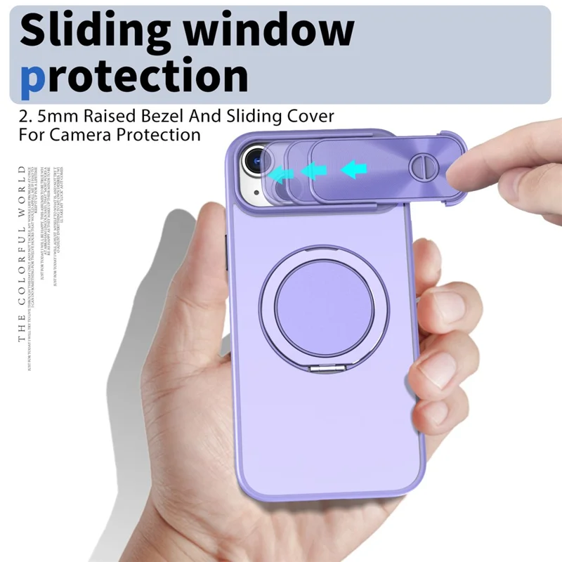 Für Iphone 13 / 14 Fall Kompatibel Mit Magsafe Kickstand Hard PC -telefonabdeckung Mit Schiebelobjektivschutz - Helles Lila