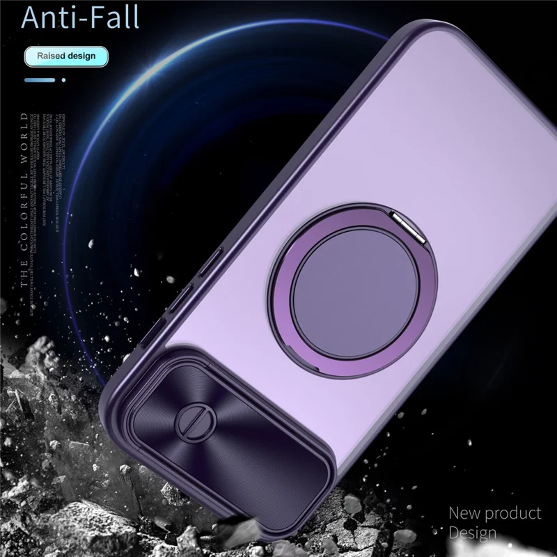 Für Iphone 13 / 14 Fall Kompatibel Mit Magsafe Kickstand Hard PC -telefonabdeckung Mit Schiebelobjektivschutz - Lila