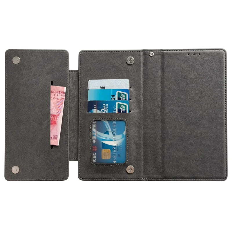For Google Pixel 9 / Pixel 9 Pro Wallet Case Detachable 2-in-1 Design Leather Phone Stand Cover - Grey