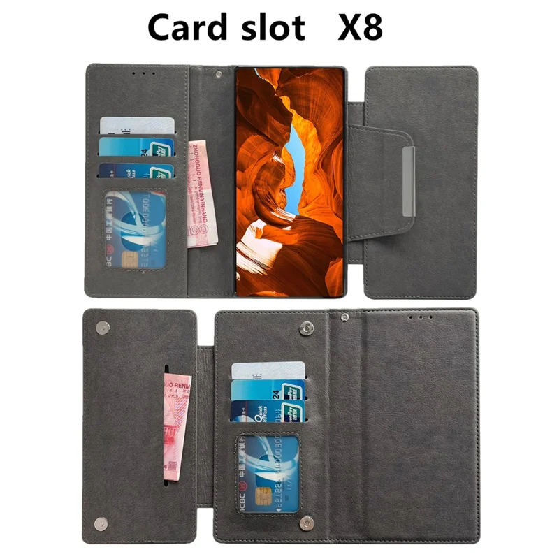 For Google Pixel 9 / Pixel 9 Pro Wallet Case Detachable 2-in-1 Design Leather Phone Stand Cover - Grey