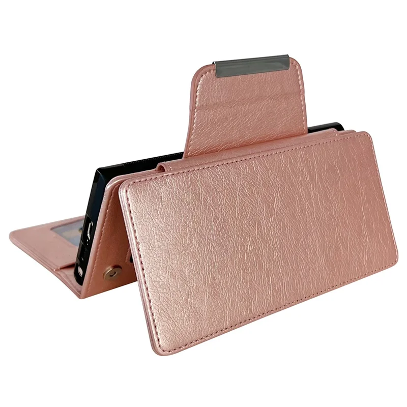 For Google Pixel 9 Pro XL Case Wallet PU Leather Detachable 2-in-1 Design Smart Phone Cover - Rose Gold