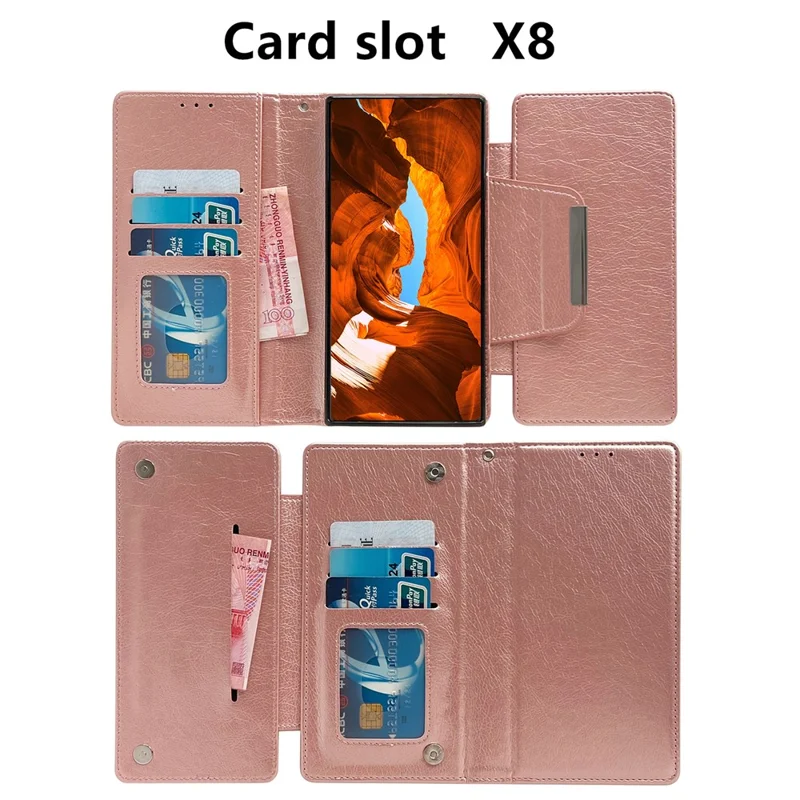 For Google Pixel 9 Pro XL Case Wallet PU Leather Detachable 2-in-1 Design Smart Phone Cover - Rose Gold