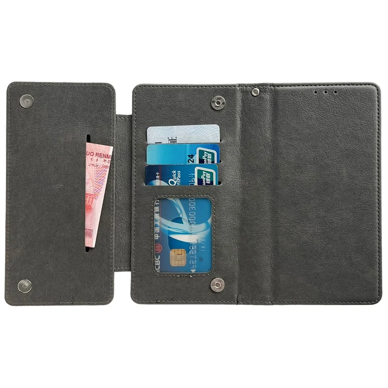 For iPhone 15 Case Detachable 2-in-1 Leather Wallet Phone Cover - Grey