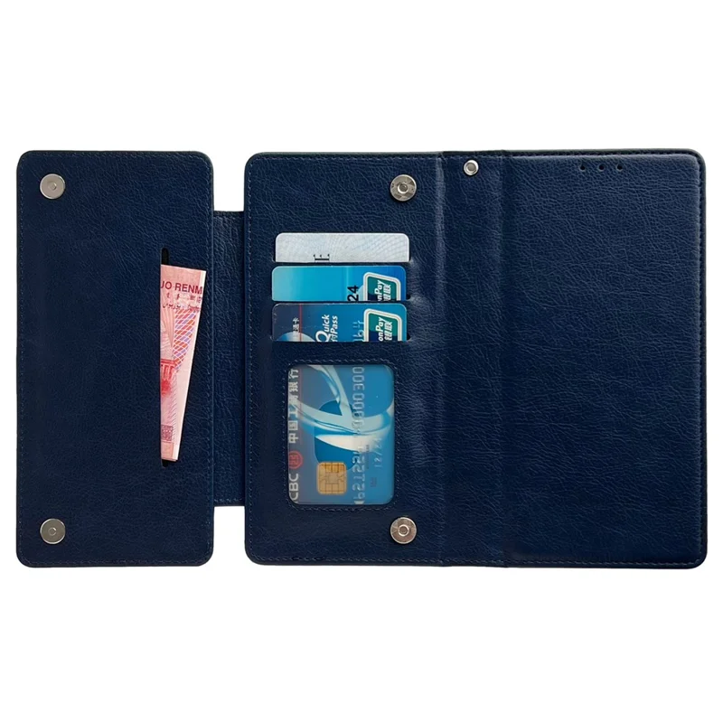 For iPhone 14 Plus Case PU Leather Detachable 2-in-1 Design Wallet Phone Cover - Sapphire