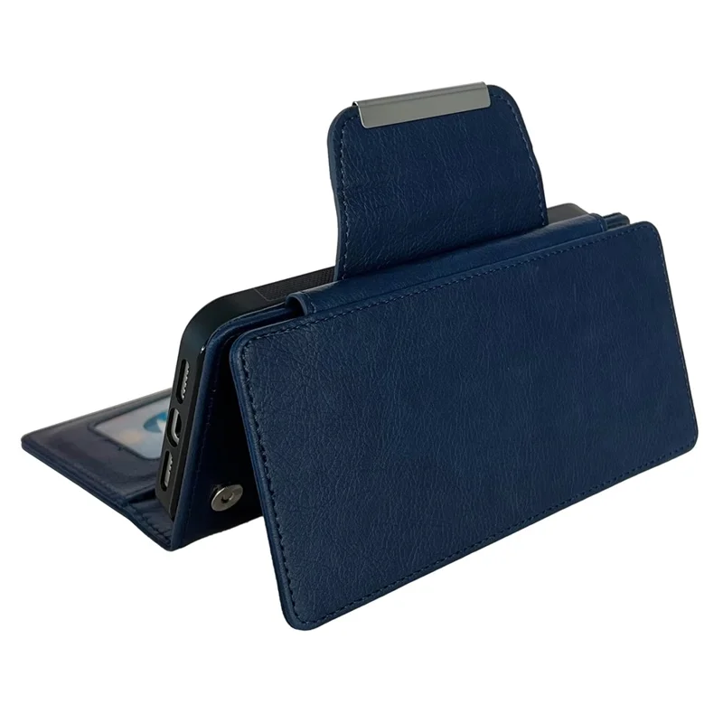 For iPhone 14 Plus Case PU Leather Detachable 2-in-1 Design Wallet Phone Cover - Sapphire