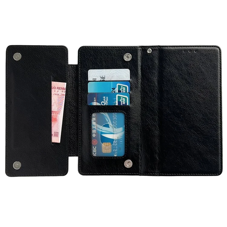 Per iPhone 13 Wallet Case Staccabile 2-in-1 Custodia per Telefono a Prova di Shock in Pelle - Nero