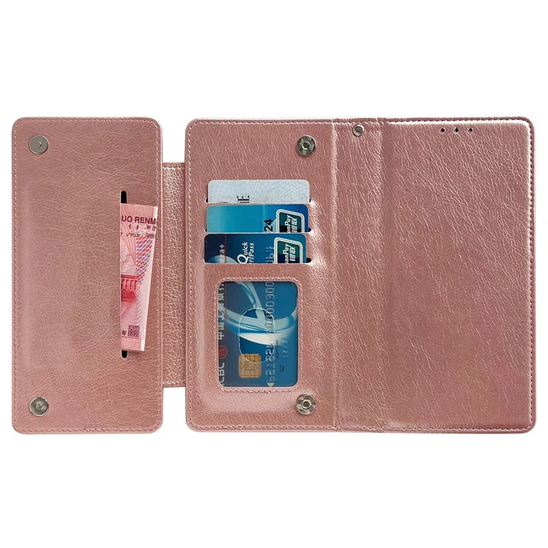 For iPhone 13 Wallet Case Detachable 2-in-1 Shockproof Leather Phone Cover - Rose Gold