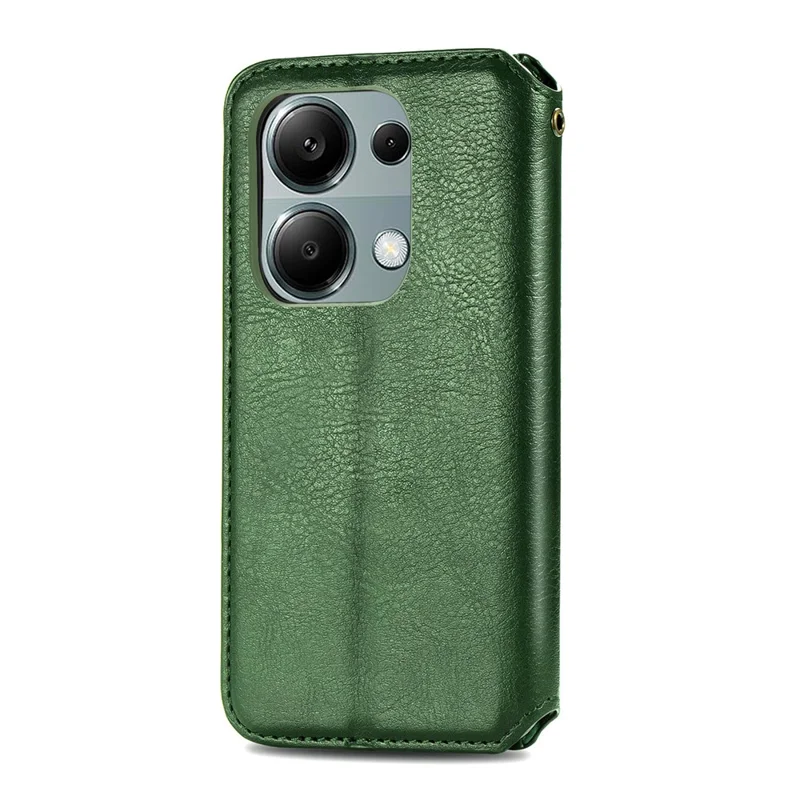 Para Xiaomi Redmi Note 13 Pro 4G / Poco M6 Pro 4G Capa de Telefone Carteira de Couro com Padrão Rômbico - Verde