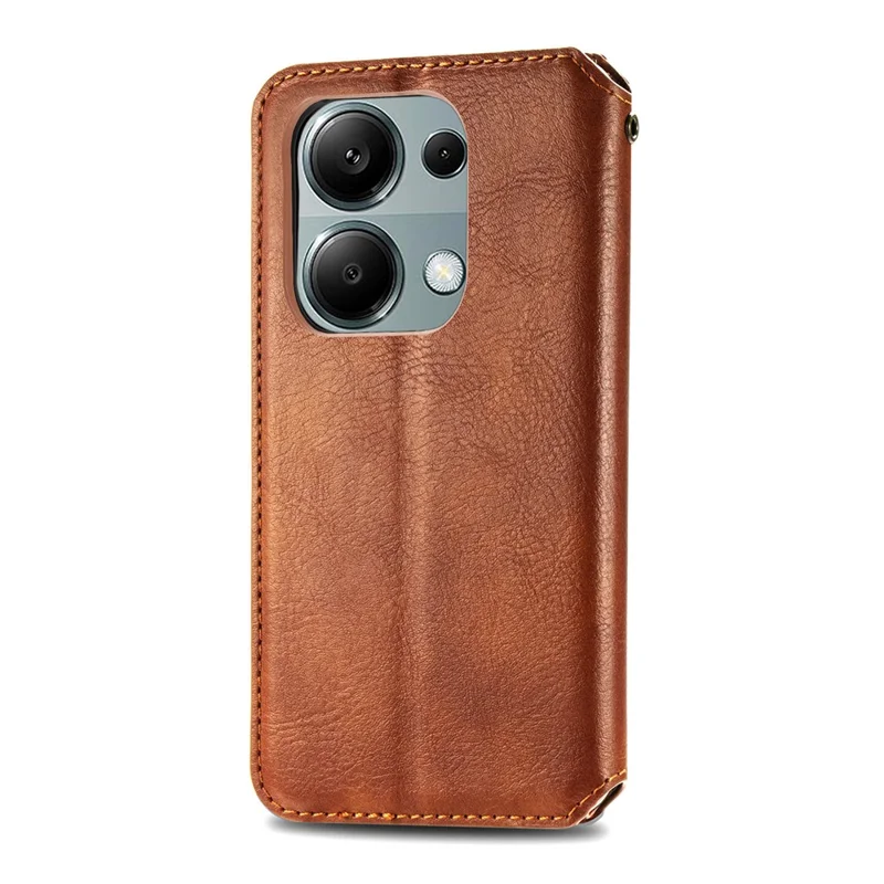 For Xiaomi Redmi Note 13 Pro 4G / Poco M6 Pro 4G PU Leather Case Rhombus Imprint Wallet Stand Phone Cover - Brown
